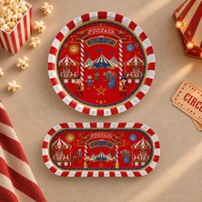 Sarkap Home 34 cm Circus Kırmızı Tepsi ve 16X35 Oval Tepsi Seti