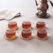 Midas Toptan Home 12 Parça El Yapımı Bambu Çay Seti - El Yapımı Bambu Bardak Altlığı - 6 Kişilik Fincan Takımı