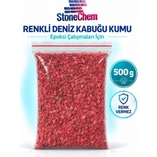 Stonechem Epoksi Çalışmalarınız Için Renkli Deniz Kabuğu Kumu 500 gr ( Kırmızı )