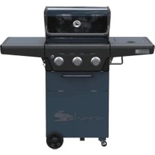 Aygaz X350 Klasik Barbekü ve Mangal - Gri Mavi - LED Işıklı Düğmeli, Büyük Izgaralı