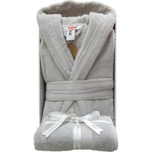 Özdilek Super Soft Kapüşonlu Bornoz + Baş Havlusu- Gri