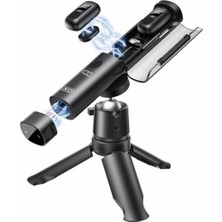 Xo MC16 3\'ü 1 Arada Kablosuz Yaka Mikrofonu - Tripod & Şarj Kutulu | Aı Gürültü Önleme - Çift Mikrofon