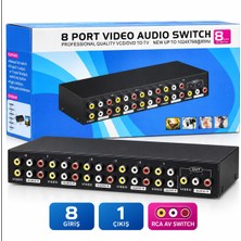 MAITUO 8portrca Av Switchvideo Ses Seçici 8giriş1çıkış Stereo Audio Video Switch