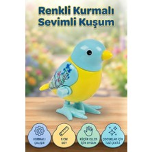 Farbu Oyuncak Kurmalıgiller Zıplayan Hareketli Kurmalı 8 cm Kuş Kanataları ve Kafası Mavi Oyuncak Kuş