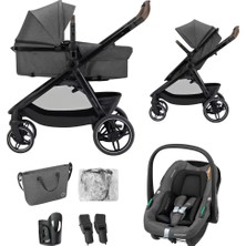 Maxi-Cosi Zelia S Trio 2 Portbebeye Dönüşebilen ve Cabriofix I-Size Ana Kucaklı 3'ü Bir Arada Seyahat Sistem Bebek Arabası Dark Grey