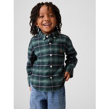 Gap Erkek Bebek Koyu Yeşil Baskılı Oxford Oversize Gömlek