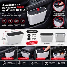 DenizCanlilari Araç Içi Mini Çöp Kutusa & Organizer - Otomatik Geri Dönüşlü  Kapak (18X11 Cm)