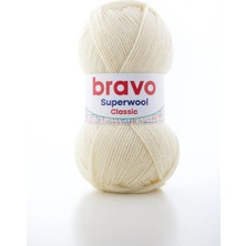 Bravo Superwool Classic Örgü Ipliği – %25 Doğal Yün 100 gr / 260 Metre (Renk Kodu : 002 ) Koyu Krem