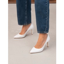 Ece'nin Butiği Pael Beyaz Deri Hakiki Deri Kadın Stiletto