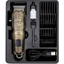 Shopwave Saç Sakal Kesme Traş Makinesi USB - Type-C Şarjlı - LED Gösterge 3-7-9-12MM Tarak MR-7800 (5047)
