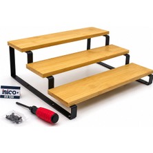 Shopwave 3 Basamaklı Ahşap - Bambu Tezgah Üstü Baharatlık - Düzenleyici Stand 29.5X23.5X10.5CM (5047)