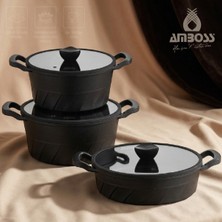 Amboss Jasper Pro 6 Parça Döküm Tencere Seti - Cam Kapaklı