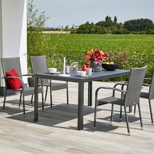 Stratecht Maja Bahçe Masası Gri Cam Tablalı Metal Ayaklı 160 x 90 x 74 cm Balkon Teras ve Bahçe Masası