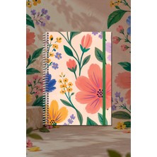Le Color Bloom Garden Spiralli Defter Çizgili Bej 13X18 cm