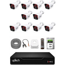 Uptech 10 Kameralı Güvenlik Kamera Seti 2mp 1080P Full Hd 6 Atom LED Gece Görüşlü 320GB HDD 5525