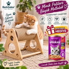 Berksales Ahşap Döner Sisal Kedi Tırmalama Oyuncağı + Whiskas Sığırlı Soslu Yaş Kedi Maması Hediye