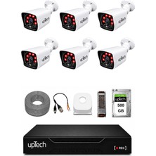 Uptech 6 Kameralı Güvenlik Kamera Seti 2mp 1080P Full Hd 6 Atom LED Gece Görüşlü 500GB HDD 5525
