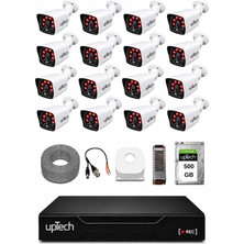 Uptech 16 Kameralı Güvenlik Kamera Seti 2mp 1080P Full Hd 6 Atom LED Gece Görüşlü 500GB HDD 5525