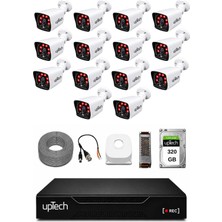 Uptech 14 Kameralı Güvenlik Kamera Seti 2mp 1080P Full Hd 6 Atom LED Gece Görüşlü 320GB HDD 5525