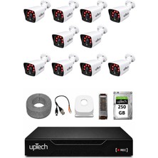 Uptech 10 Kameralı Güvenlik Kamera Seti 2mp 1080P Full Hd 6 Atom LED Gece Görüşlü 250GB HDD 5525