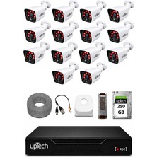 Uptech 14 Kameralı Güvenlik Kamera Seti 2mp 1080P Full Hd 6 Atom LED Gece Görüşlü 250GB HDD 5525