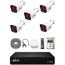 Uptech 5 Kameralı Güvenlik Kamera Seti 2mp 1080P Full Hd 6 Atom LED Gece Görüşlü 320GB HDD 5525
