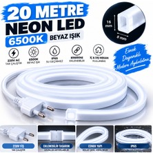 Tak Çalıltır Ultra Esnek Güçlü Aydınlatma Noas YL42-0001 20 Metre 6500K MONTAJ APARATI DAHİL  Beyaz Neon LED 220V Tak Çalıştır IP65 Esnek Hortum LED 8X16 mm Iç Dış Mekan Dekoratif Aydınlatma