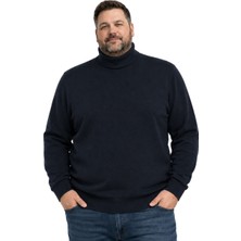 Battal Moda Erkek Büyük Beden Lacivert Tam Balıkçı Triko Kazak 3xl-4xl-5xl-6xl