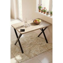 GOLDFALEZ Bahçe Masası Ahşap Balkon Teras Cafe 110*70 Mutfak Yemek Masası 9831 Traverten (Sadece Masa)