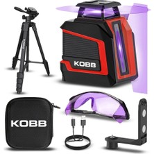 Kobb KBL30P 3.7V Li-Ion Yatay 360° ve Dikey Otomatik Hizalamalı Mor Işık Profesyonel Lazer+Tripod