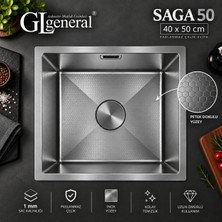 GL General General Saga 50 Petek Dokulu Paslanmaz Çelik Mutfak Evyesi 40X50 cm Tek Gözlü 1 mm Derin Hazne + Sifon Dahil