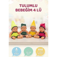 Farbu Oyuncak Et Bebek 20 cm Renkli Tulum ve Uyumlu Şapka ile 4lü Eğlenceli Eğitici Oyun Set