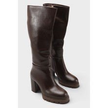 Capone Outfitters Ophelia Yandan Fermuarlı Yuvarlak Burunlu Track Kalın Ökçeli Günlük Kadın Çizme