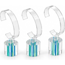 Stand Market Saat Standı 3\\\'lü Set Lazer Model Oval Mavi & Yeşil – Pleksi