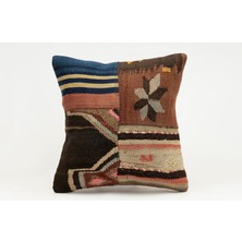 Kilim Wholesale El Yapımı Kilimden Yapılmış Vintage Kırlent Kılıfı, Yün, 40X40 cm
