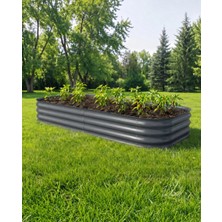 Terracy Home Garden 60*180*29 cm Antrasit Gri, Çelik, Oval Kenarlı, Modüler, Yükseltilmiş Bahçe Yatağı, Sebze Yatağı