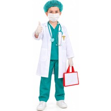 Çocuk Cerrah Doktor Kostümü Tam Set – Ameliyat Kıyafeti, Doktor Önlüğü, Steteskop ve Aksesuarları
