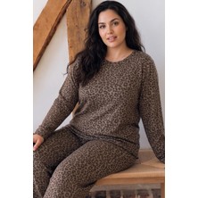 Siyah İnci Desenli Büyük Beden Battal Boy Viskon Örme Pijama Takım 26224868