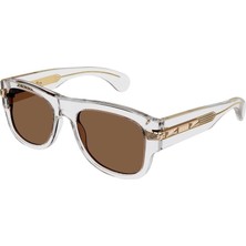 Gucci GG1517 004 54-19 Unisex Kahverengi Mat Camlı Şeffaf Asetat Dikdörtgen Güneş Gözlüğü