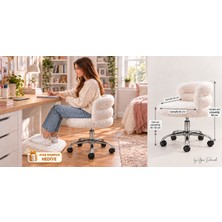 Stillola Peluş Kumaş Krom Ayaklı Çalışma Sandalyesi ve Ofis Koltuğu (Yükseklik Ayarlı) Ayak Rampası Hediyeli !!