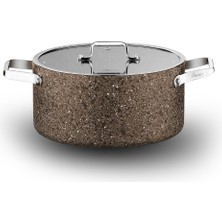 Brioni Stone-Age Terra 24 cm Çizilmez Yanmaz Yapışmaz Indüksiyonlu Derin Tencere