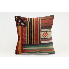 Kilim Wholesale El Yapımı Kilimden Yapılmış Vintage Kırlent Kılıfı, Yün, 40X40 cm