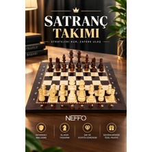 Neffo Lüks Ahşap Figür Satranç Takımı 3 Numara Kaliteli Malzeme ile 35x35 cm Boyutunda