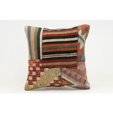 Kilim Wholesale El Yapımı Kilimden Yapılmış Vintage Kırlent Kılıfı, Yün, 40X40 cm