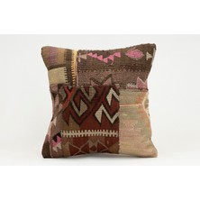 Kilim Wholesale El Yapımı Kilimden Yapılmış Vintage Kırlent Kılıfı, Yün, 40X40 cm