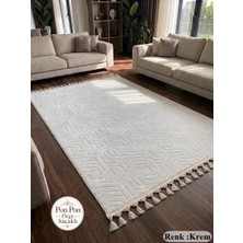 NarStore Home Dinarsu Armoni Düz Krem Kaymaz Tabanlı Kesme Kabartmalı Yıkanabilir Salon Koridor Hali
