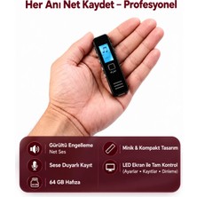 Invicta 64GB LED Ekranlı Mini Ses Kayıt Cihazı Tek Tuş Kayıt Net ve Temiz Kayıt Dinleme