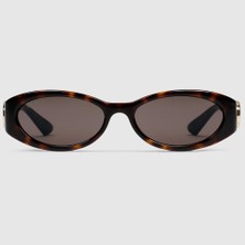 Gucci GG1660S 002 54-16 Kadın Kahverengi Mat Camlı Kahverengi Asetat Oval Güneş Gözlüğü