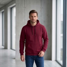 Cubbux Erkek Kışlık Kalın 3 Iplik Şardonlu Kapüşonlu Kanguru Cepli Sweat