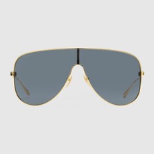 Gucci GG1436S 001 99-1 Kadın Siyah Mat Camlı Altın Metal Geometrik Güneş Gözlüğü